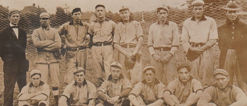 West Pullman ILLINOIS RPPC 1913 BASEBALL TEAM Coach Manager UNIFORMS nr Chicago