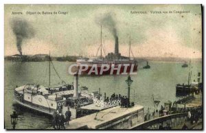 Old Postcard Antwerp Departure of the boat Congo