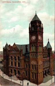 Postcard ON Hamilton Ontario City Hall Clock Tower 1907 S99