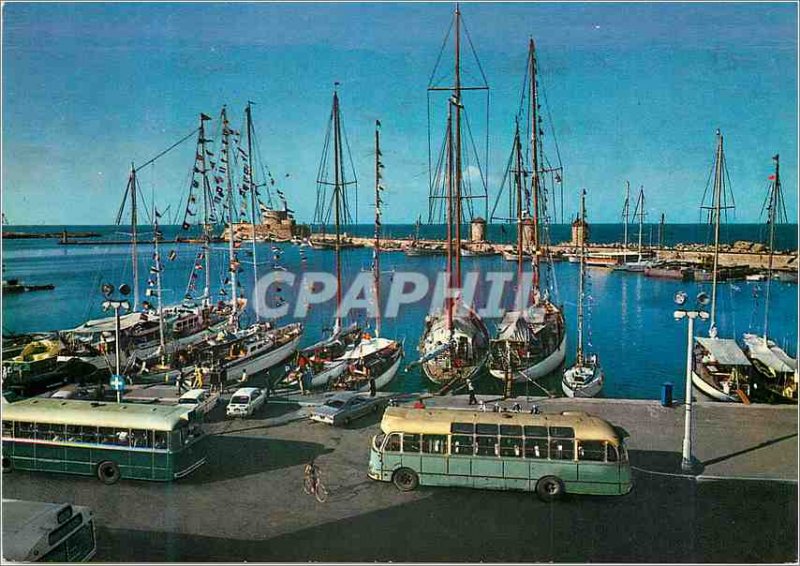 Modern Postcard Rhodes Port View Boat