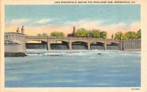 SPRINGFIELD, Illinois IL    SPAULDING DAM & LAKE SPRINGFIELD   ca1940's Postcard