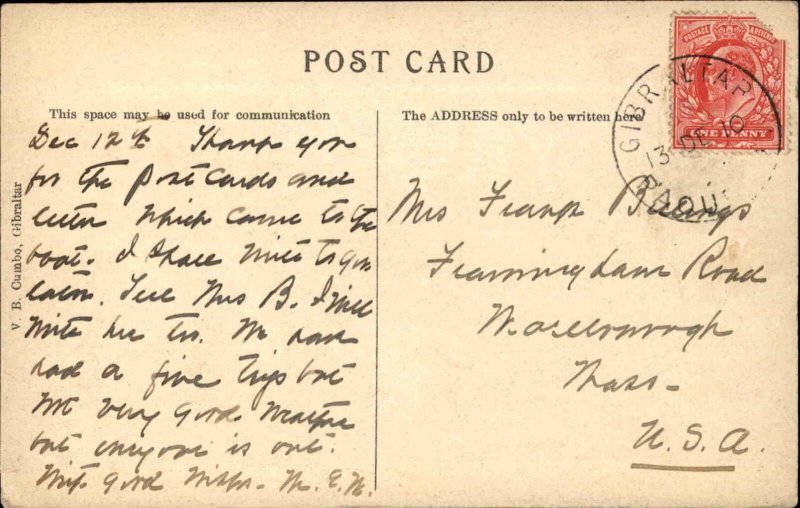 Gibraltar Lighthouse PAQUEBOT Cancel c1910 Postcard