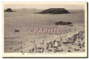 Old Postcard Saint Malo The Grand and Petit Bey at high tide