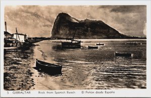 Gibraltar Rock From Spanish Beach Vintage RPPC C098