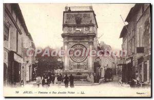 Postcard Ancient Arles Fontaine and Rue Am?d?e Pichot