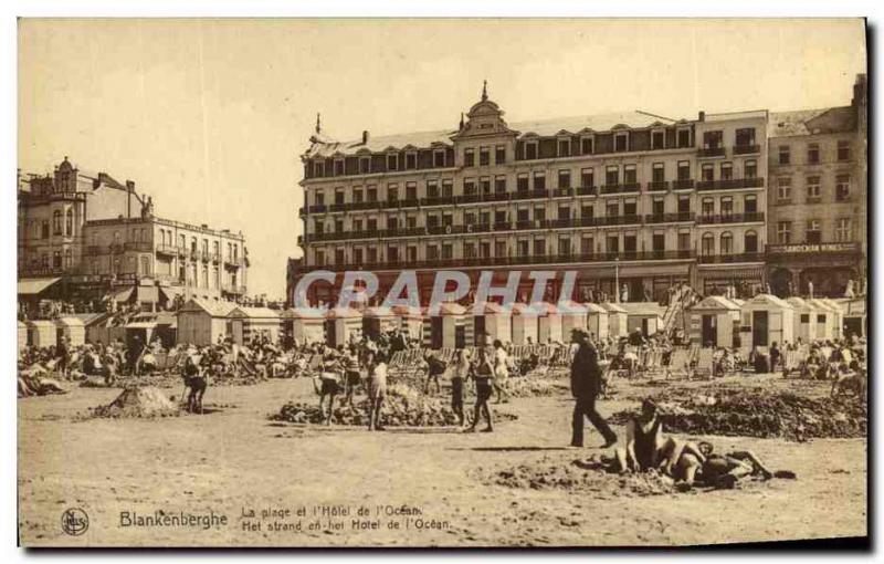 Old Postcard Blankenberghe The Beach Hotel and the Ocean