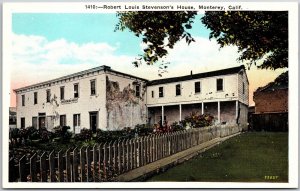 Robert Louis Stevenson's House Monterey California CA Front Garden Postcard