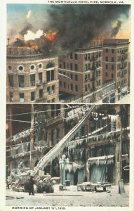 USA The Monticello Hotel Fire Norfolk Virginia 1918 Vintage Postcard 03.67 