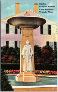 Fountain To Pilgrim Mothers Of Mayflower Plymouth Massachusetts MA Postcard