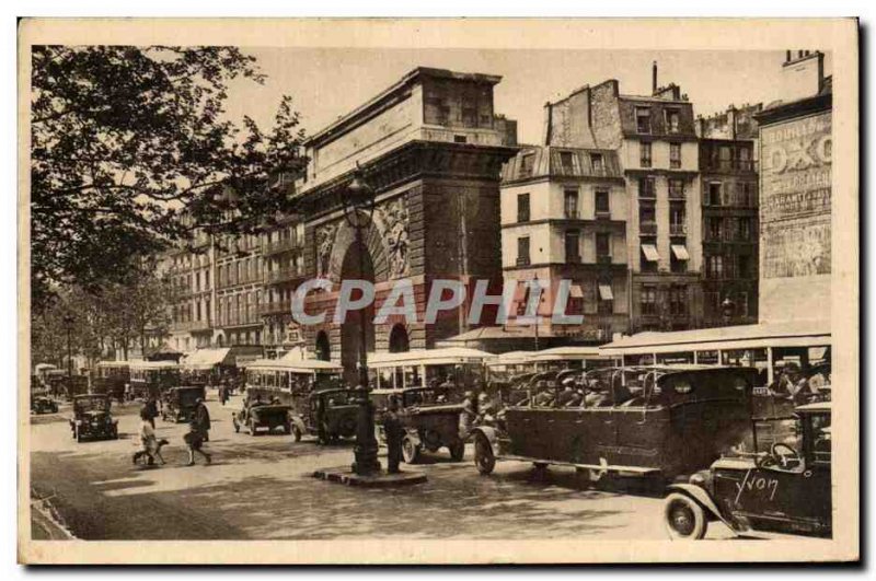 Old Postcard Paris Strolling Porte Saint-Martin Automotive