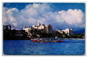 Outrigger Canoeing at Waikiki Hawaii Chrome Postcard U11