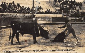 Matador Delivering Death Thrust Juarez, Mexico Torero Bullfighter 1930 Postcard