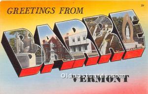 Greetings from, Linen Barre, Vermont, VT, USA Large Letter Unused 