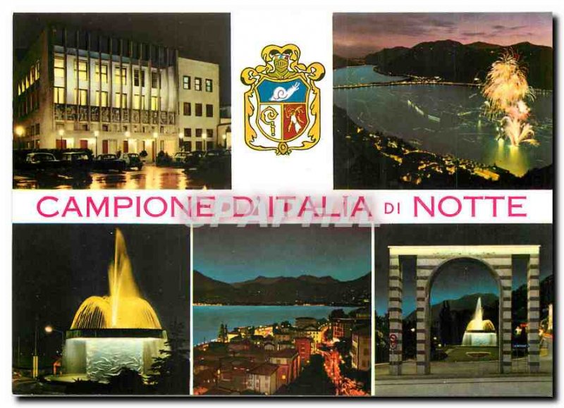 Postcard Modern Campione di Italia di Notte