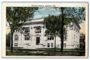 1917 Carnegie Library Exterior Building Appleton Wisconsin WI Vintage Postcard