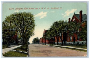 Rockford Illinois IL Postcard Rockford High School And YWCA 1912 Posted Antique