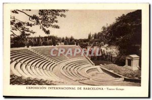 Old Postcard Spain Espana Spain Exposicion Internacional Barcelona Teatro Griego
