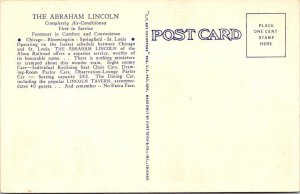 Train ABRAHAM LINCOLN Alton Railroad CHICAGO To ST LOUIS ca1940's Linen Postcard