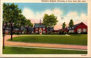 USA Children's Hospital University of Iowa City Linen Postcard C030