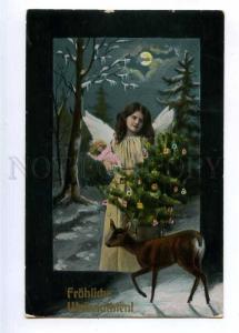 190009 X-MAS Winged ANGEL Deer TREE Moon DOLL Vintage PC