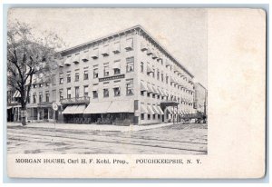 c1905 Morgan House Stores Wagon Street View Poughkeepsie New York NY Postcard