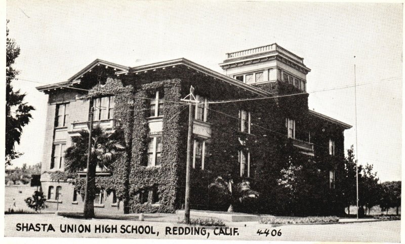 Vintage Postcard 1910's View of Shasta Union High School Redding California CA