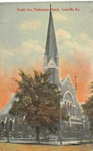 LOUISVILLE KY~ FOURTH AVENUE PRESBYTERIAN CHURCH~BAGBY HOWE DRUG POSTCARD