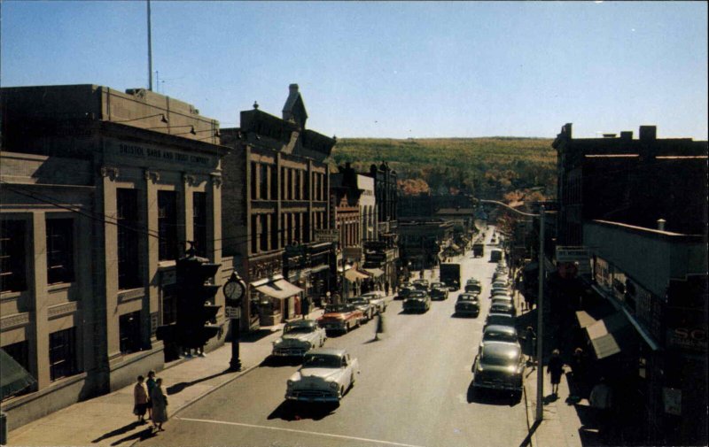 Bristol Connecticut CT Classic 1950s Cars Street Scene Vintage Postcard