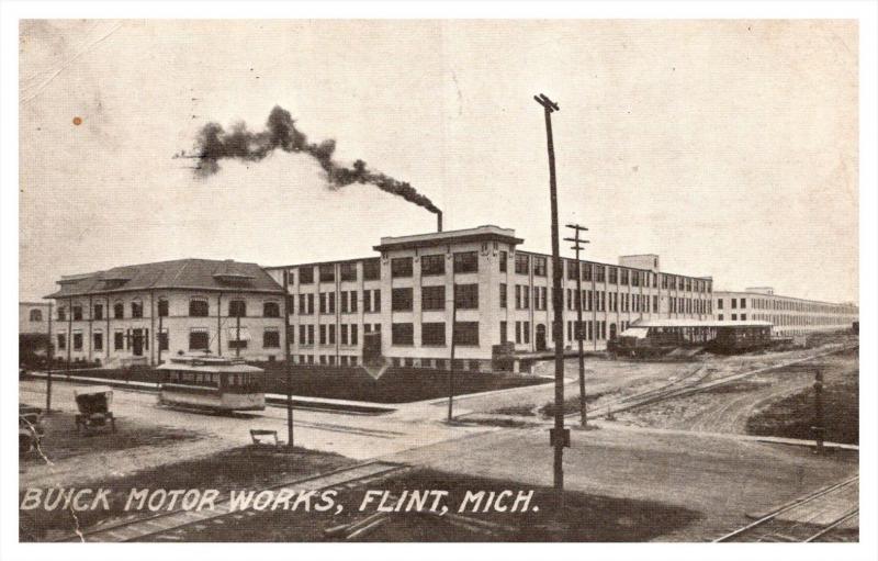 Michigan Flint , Buick Motor Works , Trolley on street