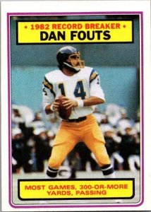 1983 Topps Football Card '82 Record Breaker Dan Fouts San Diego Chargers