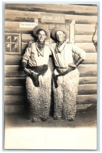 c1910's Cowboy Western Studio Wooly Chaps Bandanas Arizona RPPC Photo  Postcard