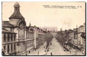 Old Postcard Nimes Boulevard Victor Hugo Theater and Tour Magne