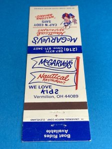 Vintage Matchbook Cover McGarvey's Nautical Restaurant Vermilion, Ohio MB160