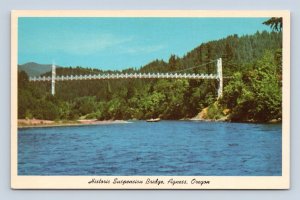 Historic Suspension Bridge Agness Oregon OR UNP Unused Chrome Postcard N15