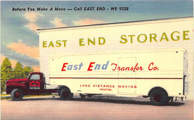 Houston TX East End Transfer & Storage Co. Moving Van Linen Postcard