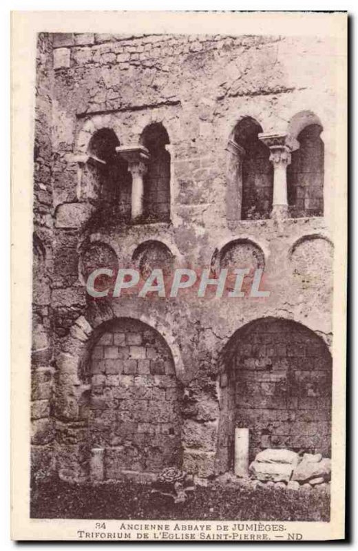 Old Postcard From Abbey Jumieges Triforium of St. Peter & # 39eglise
