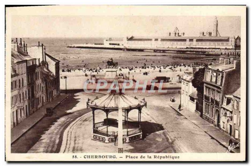 Old Postcard Cherbourg Place de la Republique Napoleon 1st