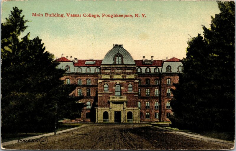 Vtg 1910s Building Vassar Womens College Poughkeepsie New York NY Postcard