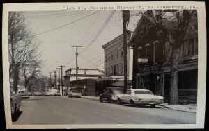 Vintage Postcard 1950's High Str. Business District, Williamsburg, Pennsylvania