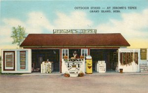 Vintage Postcard Outdoor Stand at Jerome's Tepee Grand Island NE Trading Post