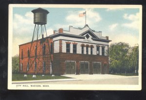 MADISON NEBRASKA CITY HALL FIRE STATION WATER TOWER VINTAGE POSTCARD