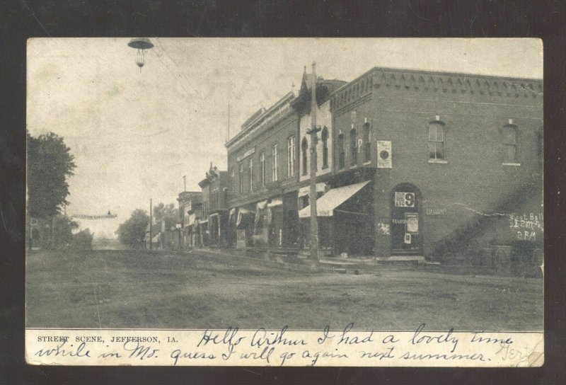 JEFFERSON ILLINOIS DOWNTOWN STREET SCENE DIRT STORES VINTAGE POSTCARD