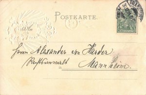 FRANKFURT GERMANY~ESCHENHEIMER THURM~1901 EMBOSSED GERMAN HERALDRY POSTCARD