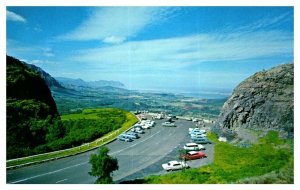 The Nuuanu Pali in Oahu with Vintage Cars Scenic View Point  Hawaii Postcard