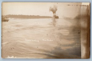 c1910's Steamer Steam Boating New Boston Illinois IL RPPC Photo Posted Postcard