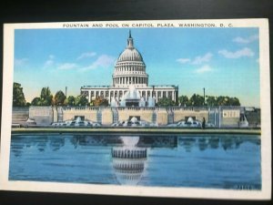 Vintage Postcard 1915-1930 Fountain & Pool Capitol Plaza Washington D.C.