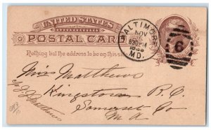 1885 Broadway Baltimore Maryland MD Somerset MD Antique Posted Postal Card