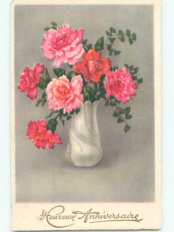 Very Old Foreign Postcard BEAUTIFUL FLOWERS SCENE AA4689