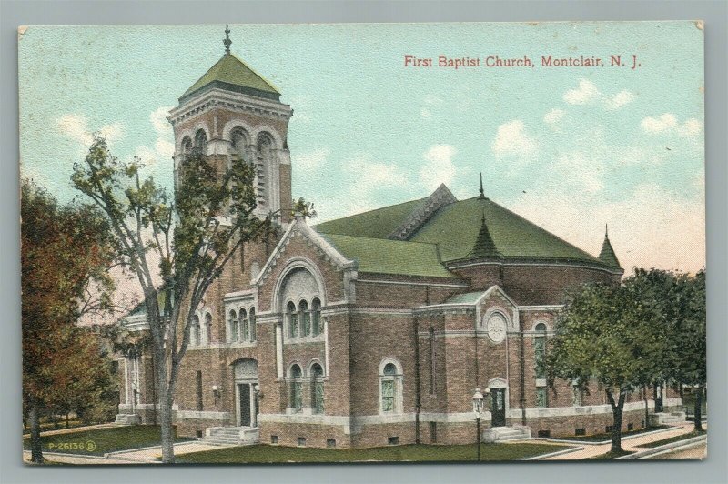 MONTCLAIR NJ FIRST BAPTIST CHURCH ANTIQUE POSTCARD