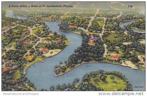 Aerial View Fort Lauderdale Florida 1950